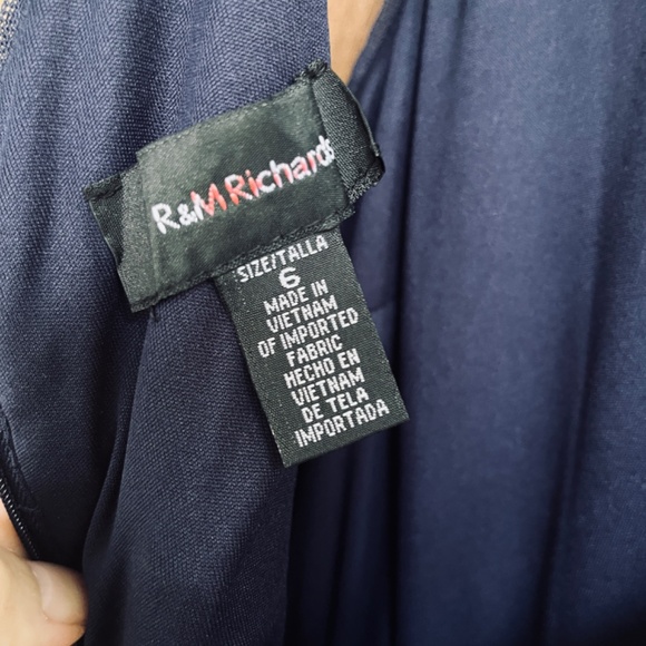 R&M Richards Womens Sequined Evening Navy Gold Maxi Gown Dress Size 6 - Picture 14 of 15